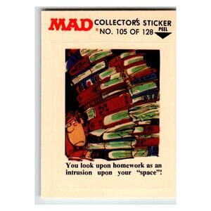 MAD Collector's Sticker No. 105 Fleer 1983 #105 of 128 Vintage